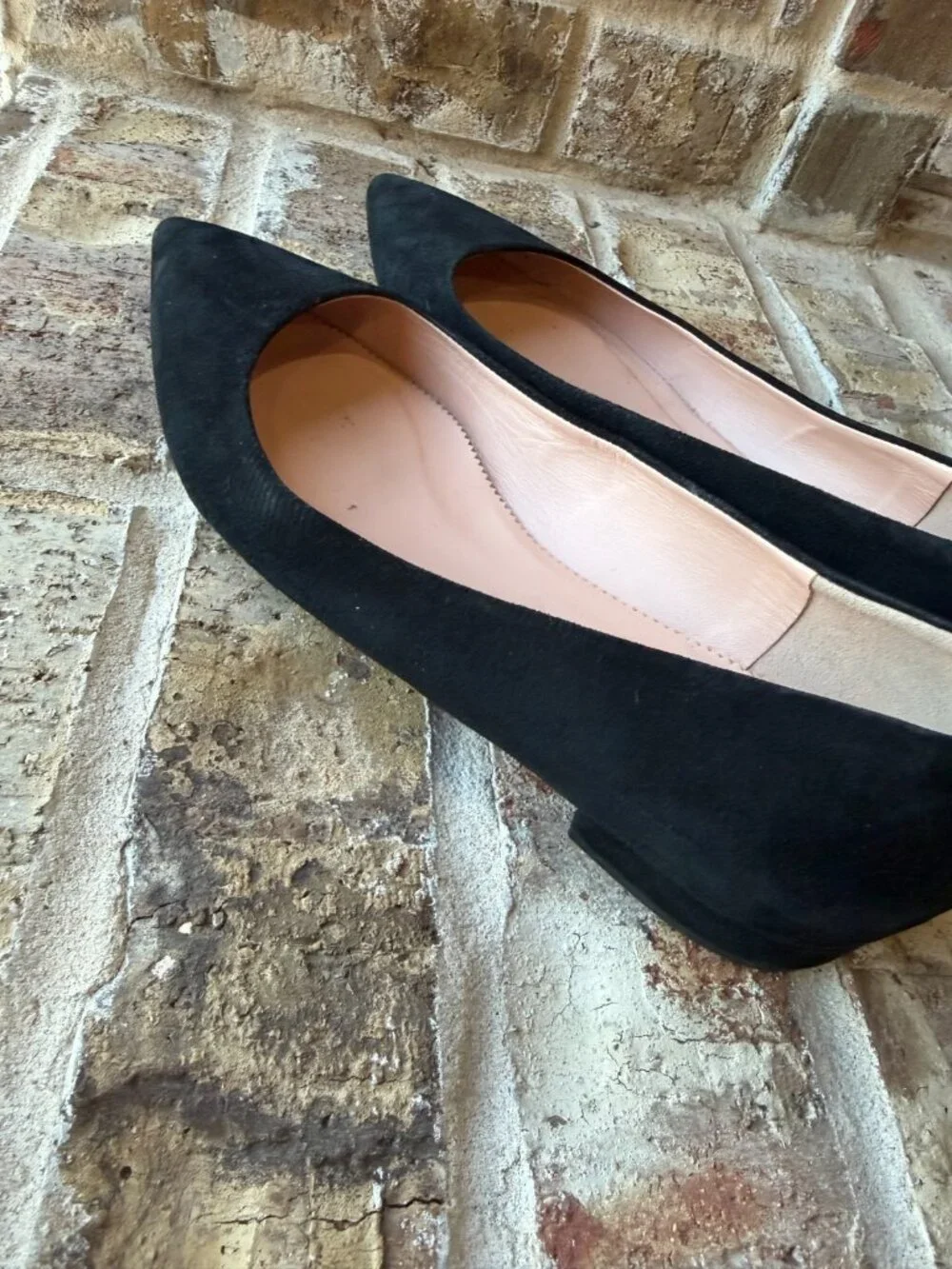 J.Crew Pointed-toe Flats In Suede Black Women's size 10 classic business casual